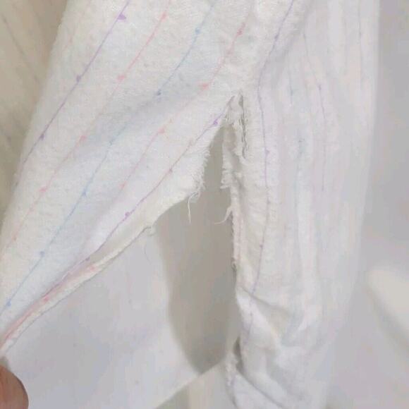 Vintage Windy Rose White Pastel Pinstriped Cotton Flannel Nightgown Size Medium - Picture 8 of 9